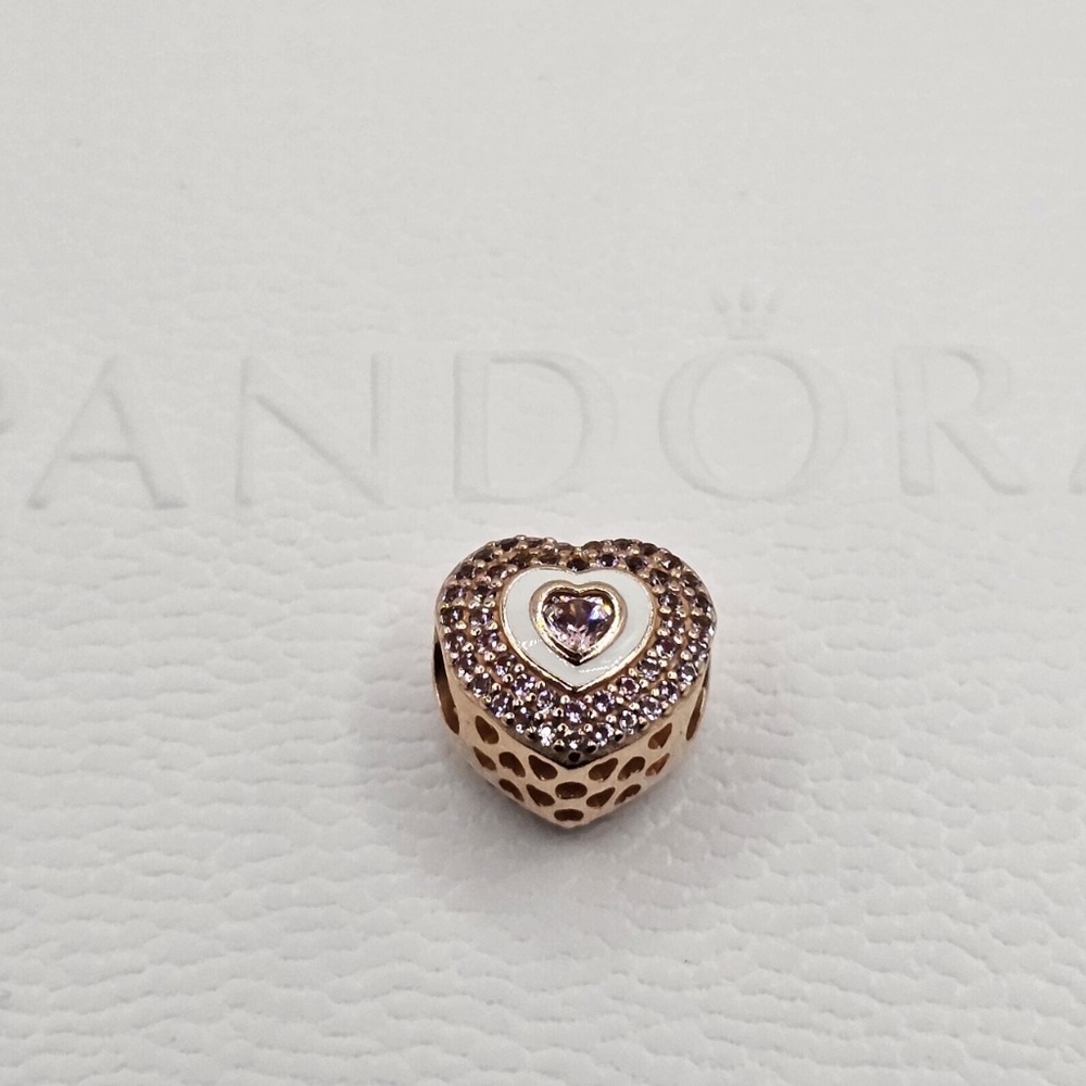 ❤️Authentic Pandora ⭐️RETIRED⭐️ ROSE HEART CHARM - Picture 5 of 7